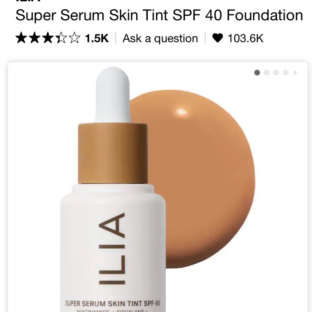 ILIA Super Serum Skin Tint SPF 40 Foundation - Warm Beige